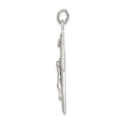 Sterling Silver Black Epoxy INRI Crucifix Pendant