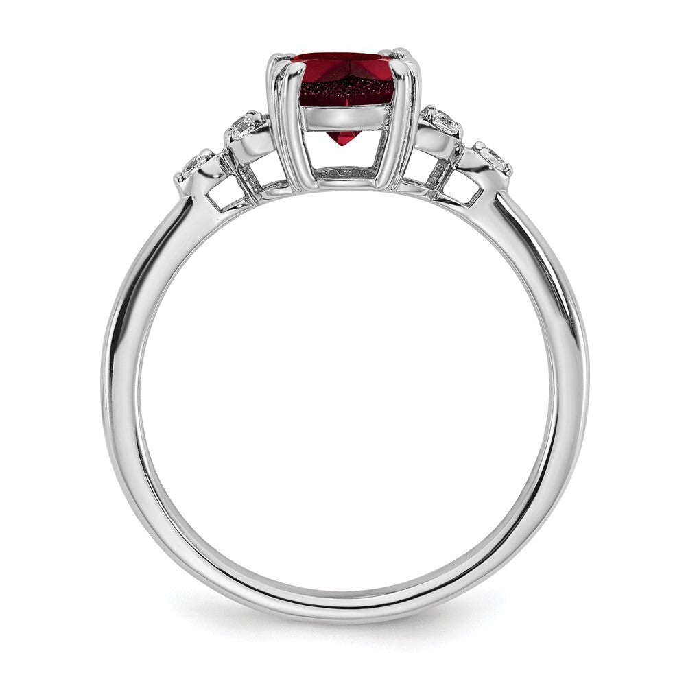Sterling Silver Rhodium-plated Garnet and Diamond Ring Size 7
