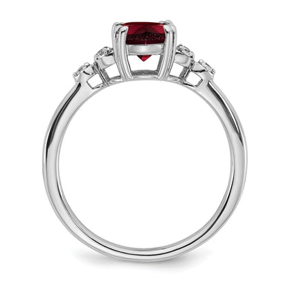 Sterling Silver Rhodium-plated Garnet and Diamond Ring Size 7