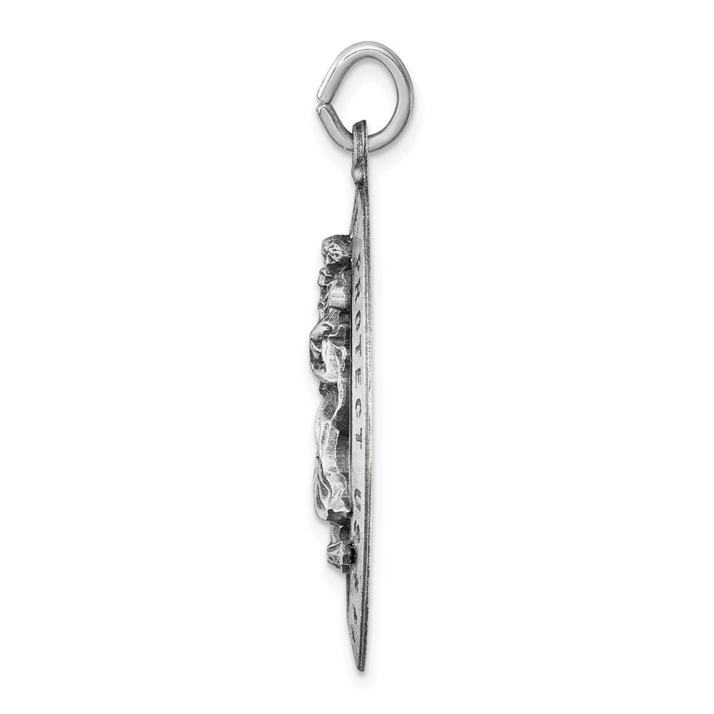 Sterling Silver Antiqued St. Christopher Medal Pendant