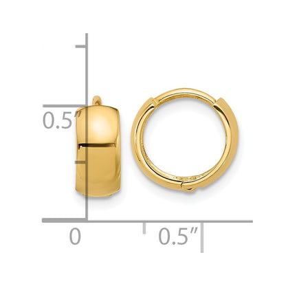 14k Yellow Gold Polished 5mm Hinged Huggie Hoop Earrings Gift for Women