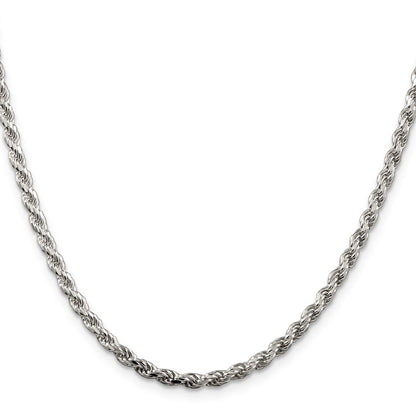 Sterling Silver Rhodium-plated 3.2mm Diamond-cut Rope Chain Necklace