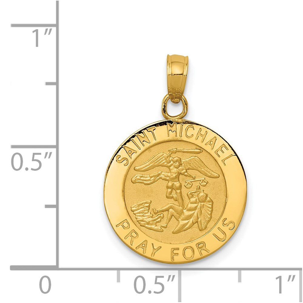 14k Yellow Gold Saint Michael Medal Pendant for Women