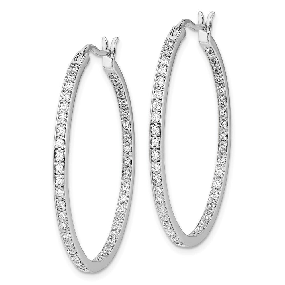 14k White Gold Diamond In/Out Hoop Earrings