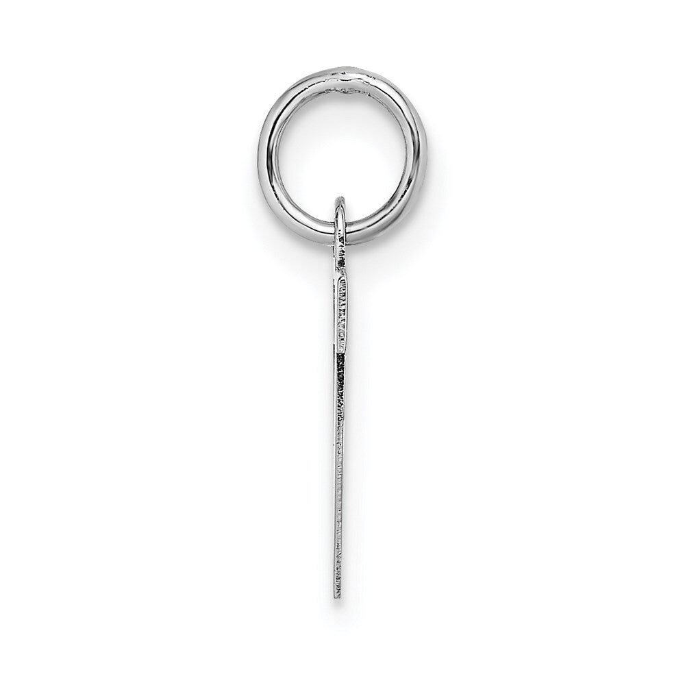 14k White Gold Small Block Letter V Initial Charm Pendant for Women