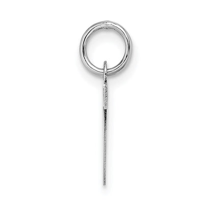 14k White Gold Small Block Letter V Initial Charm Pendant for Women
