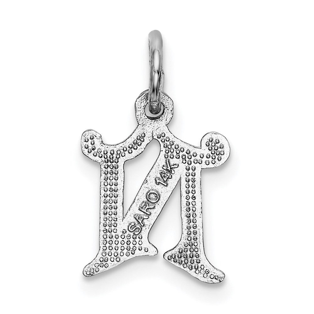 14k White Gold Diamond-cut Letter N Initial Charm Pendant for Women