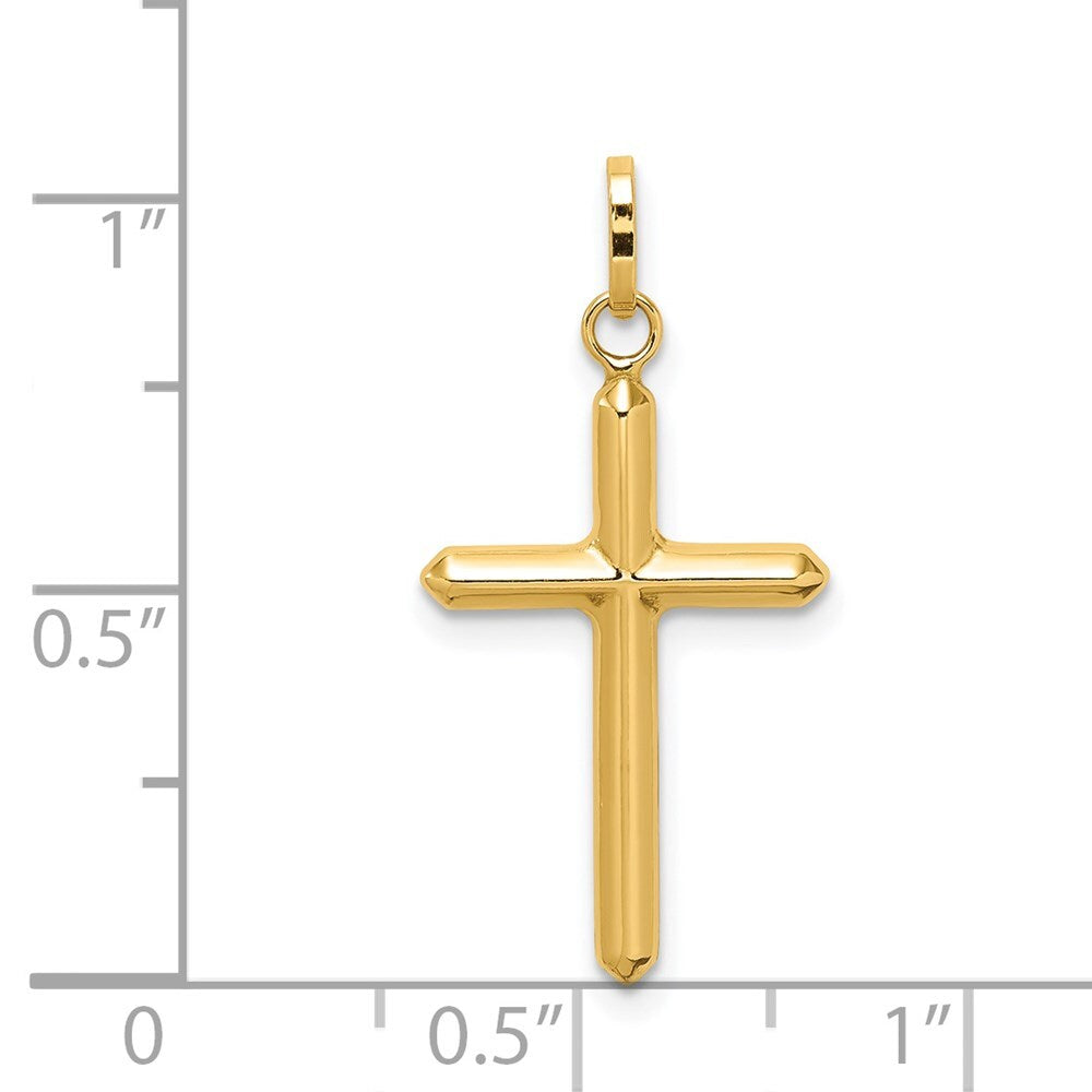14k Yellow Gold Polished Hollow Latin Cross Charm Pendant for Women