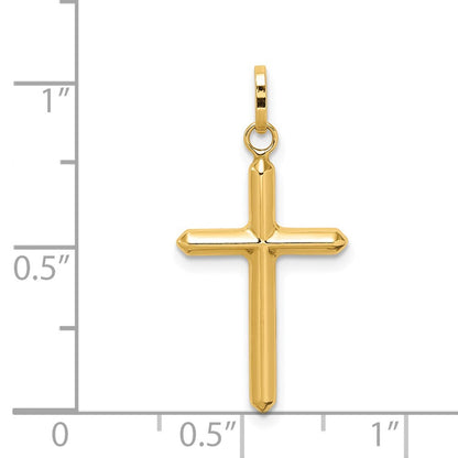 14k Yellow Gold Polished Hollow Latin Cross Charm Pendant for Women