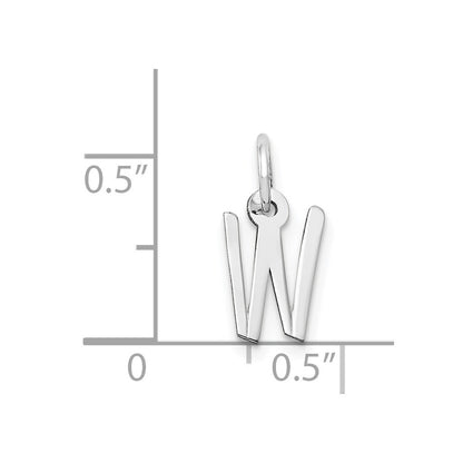 14k White Gold Small Slanted Block Letter W Initial Charm Pendant for Women