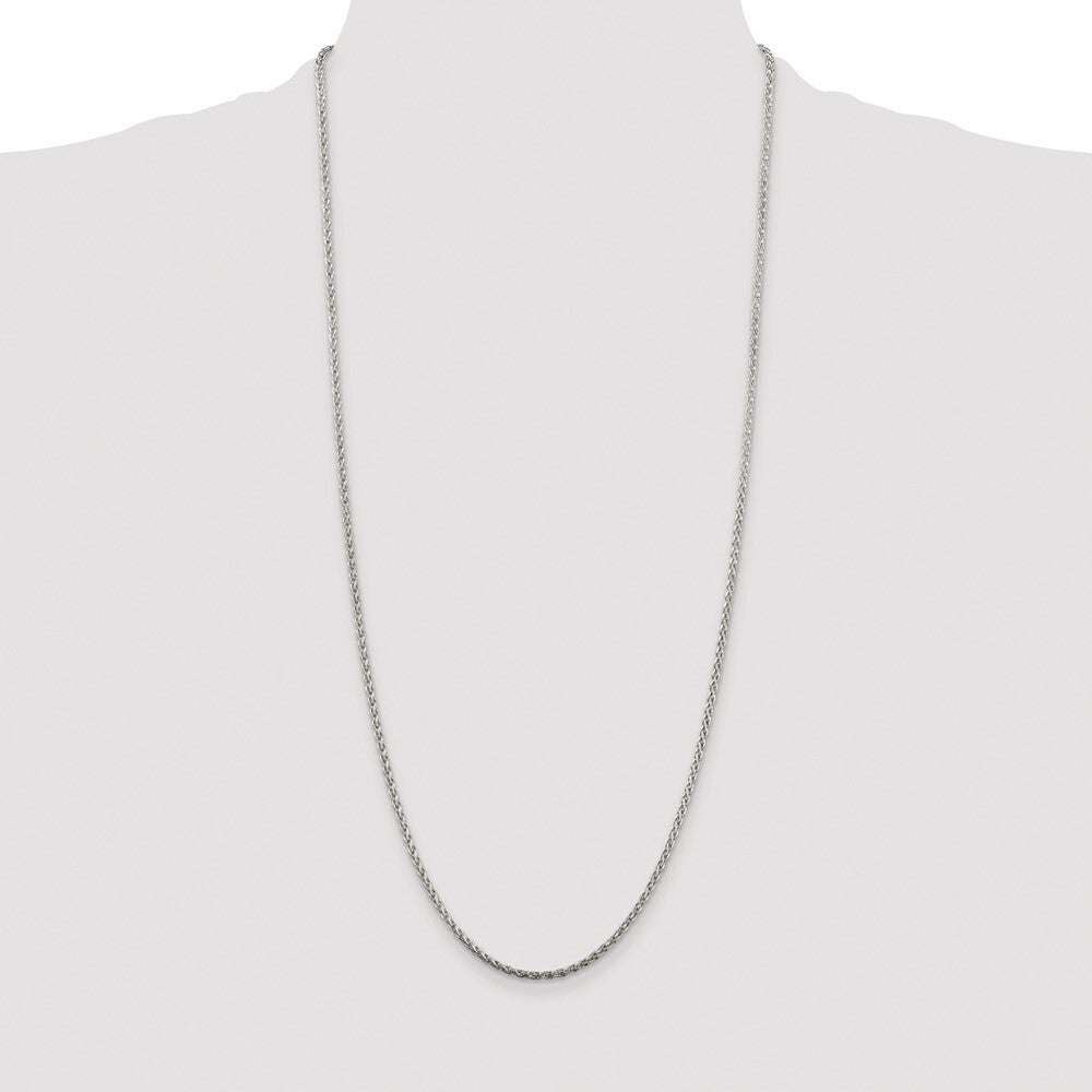 Sterling Silver Rhodium-plated 2mm Diamond-cut Spiga Chain
