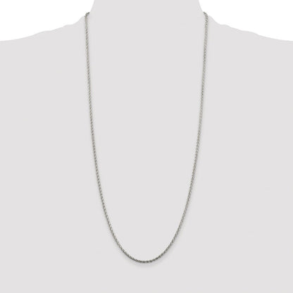Sterling Silver Rhodium-plated 2mm Diamond-cut Spiga Chain