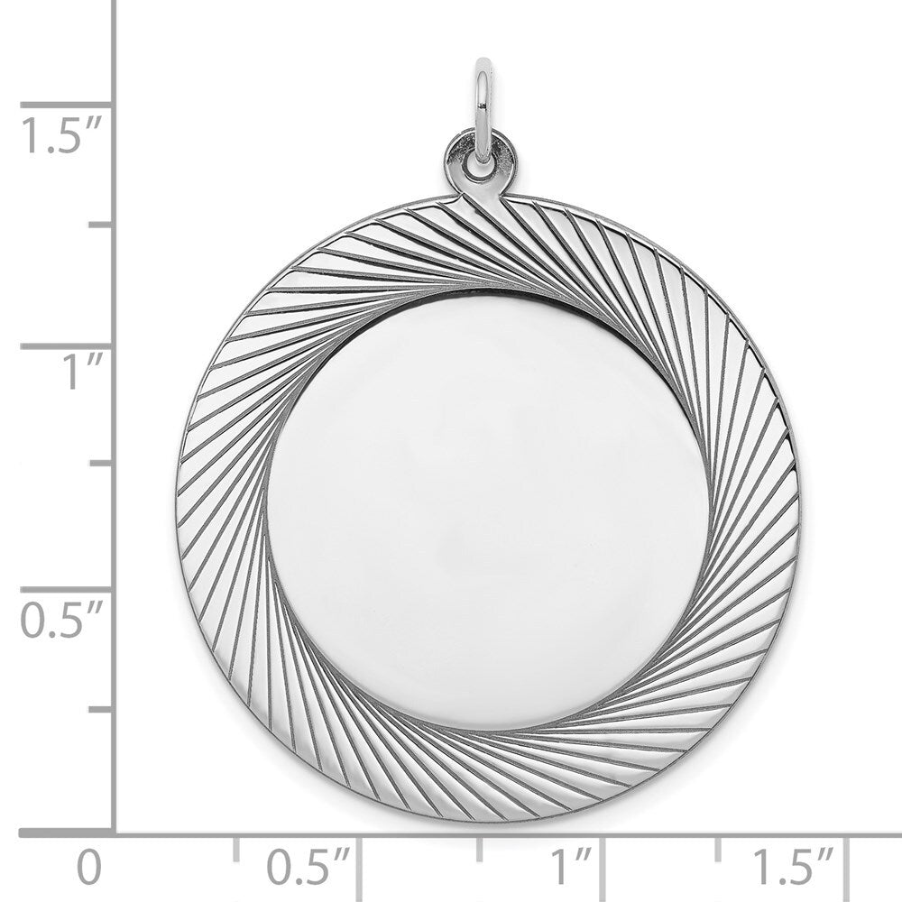 Sterling Silver Engraveable Round Polished Front/Satin Back Disc Charm