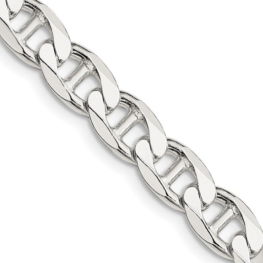 Sterling Silver 7.4mm Diamond-Cut Flat Anchor Curb Chain Necklace
