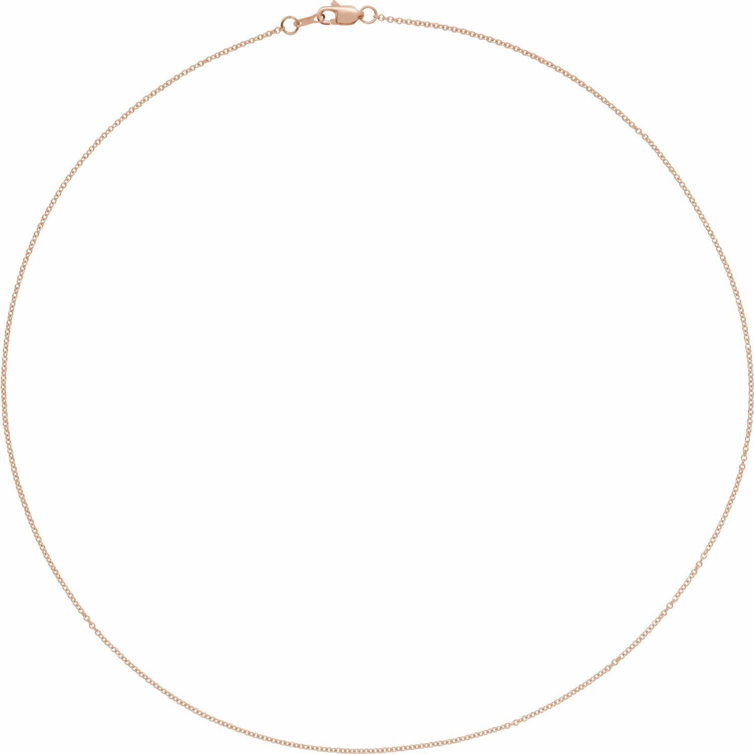 14k Rose Gold 1 mm Cable 20" Chain Necklace Fine Gift for Women