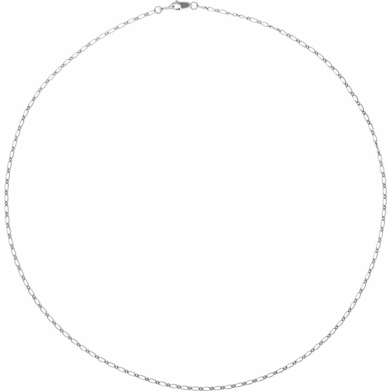 14k White Gold 1.5 mm Figaro 16" Chain Necklace Fine Gift for Women