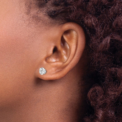 14k White Gold 6.5mm CZ Earrings