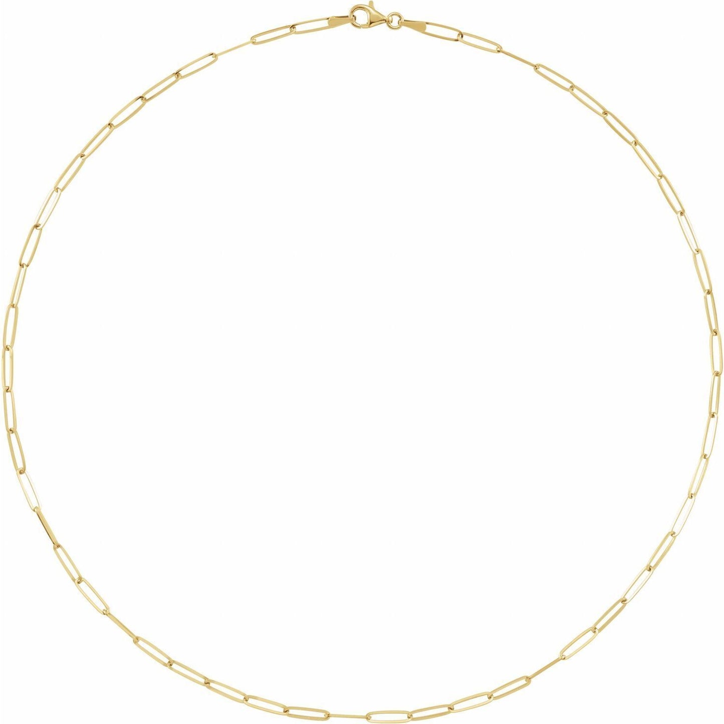 14k Yellow Gold 2.6 mm Paperclip Chain 18" Chain Necklace Fine Gift for Women