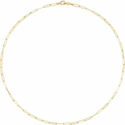 14k Yellow Gold 2.6 mm Paperclip Chain 18" Chain Necklace Fine Gift for Women