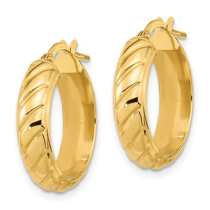 14k Yellow Gold Polished Fancy Hoops Gift for Women