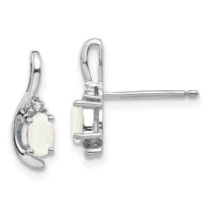 14k White Gold Opal and Diamond Earrings