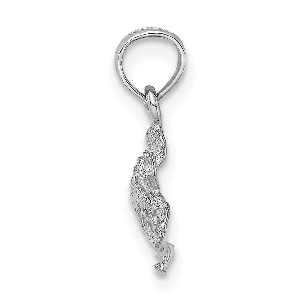 14K White Gold Textured Sea Turtle Charm Pendant