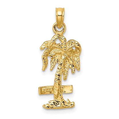14k Yellow Gold MARCO IS. Palm Tree Charm Pendant
