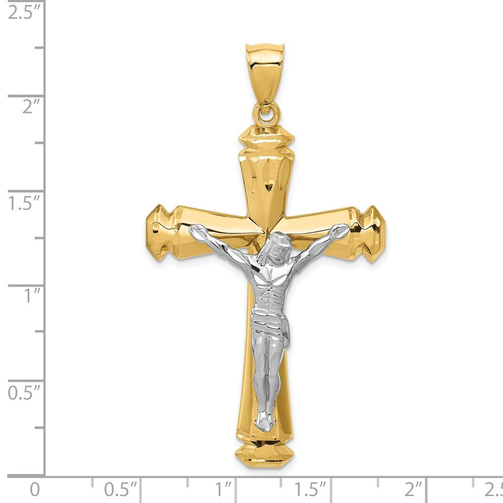 14k Two-Tone Gold Polished Crucifix Pendant