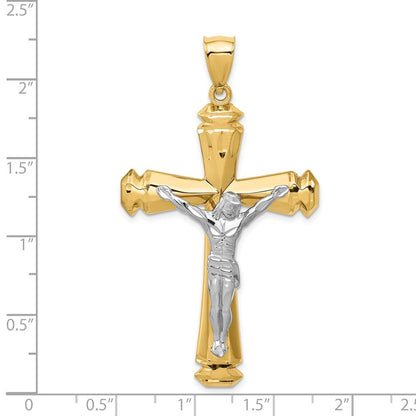 14k Two-Tone Gold Polished Crucifix Pendant