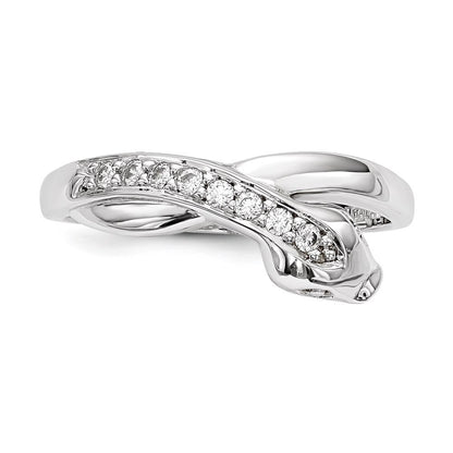 Sterling Silver Rhodium-plated Cubic Zirconia Snake Ring Size 7