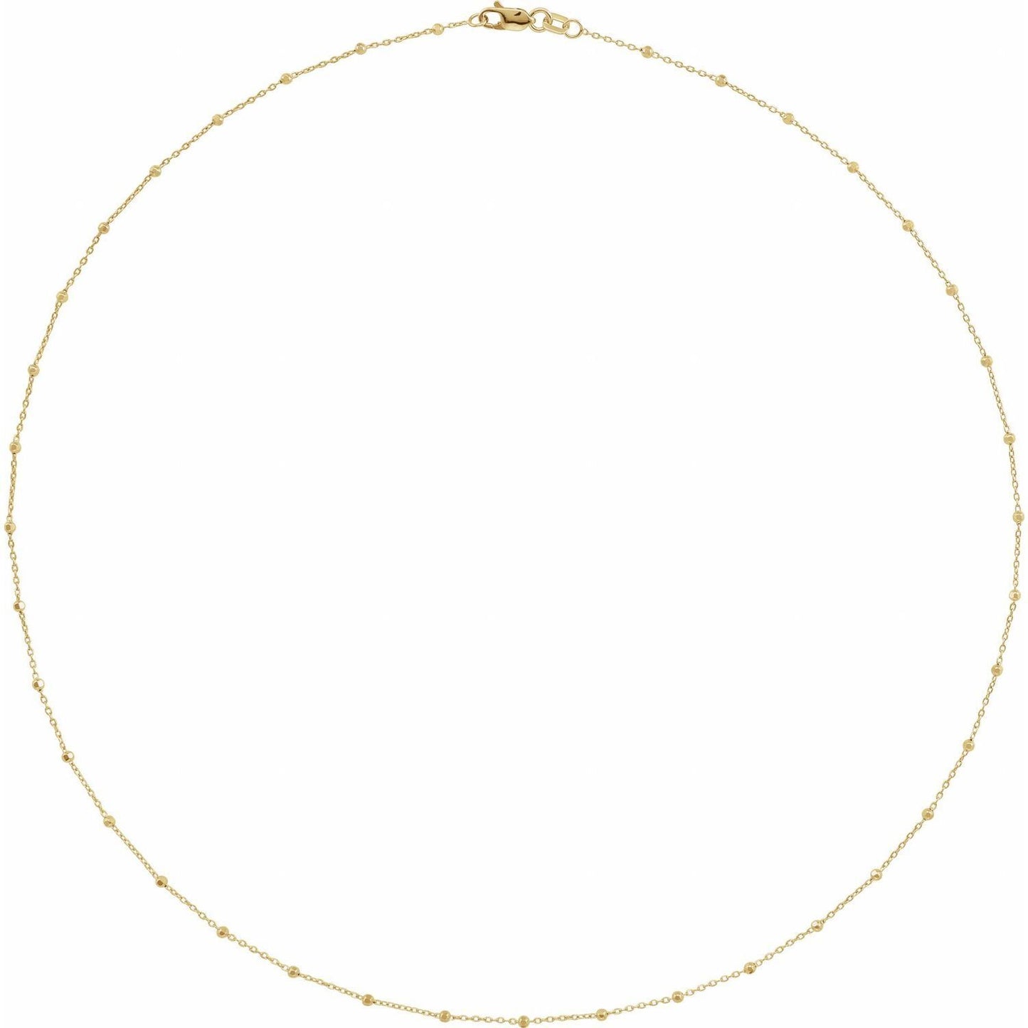 14k Yellow Gold .85 mm Faceted Beaded Cable 18" Chain Necklace