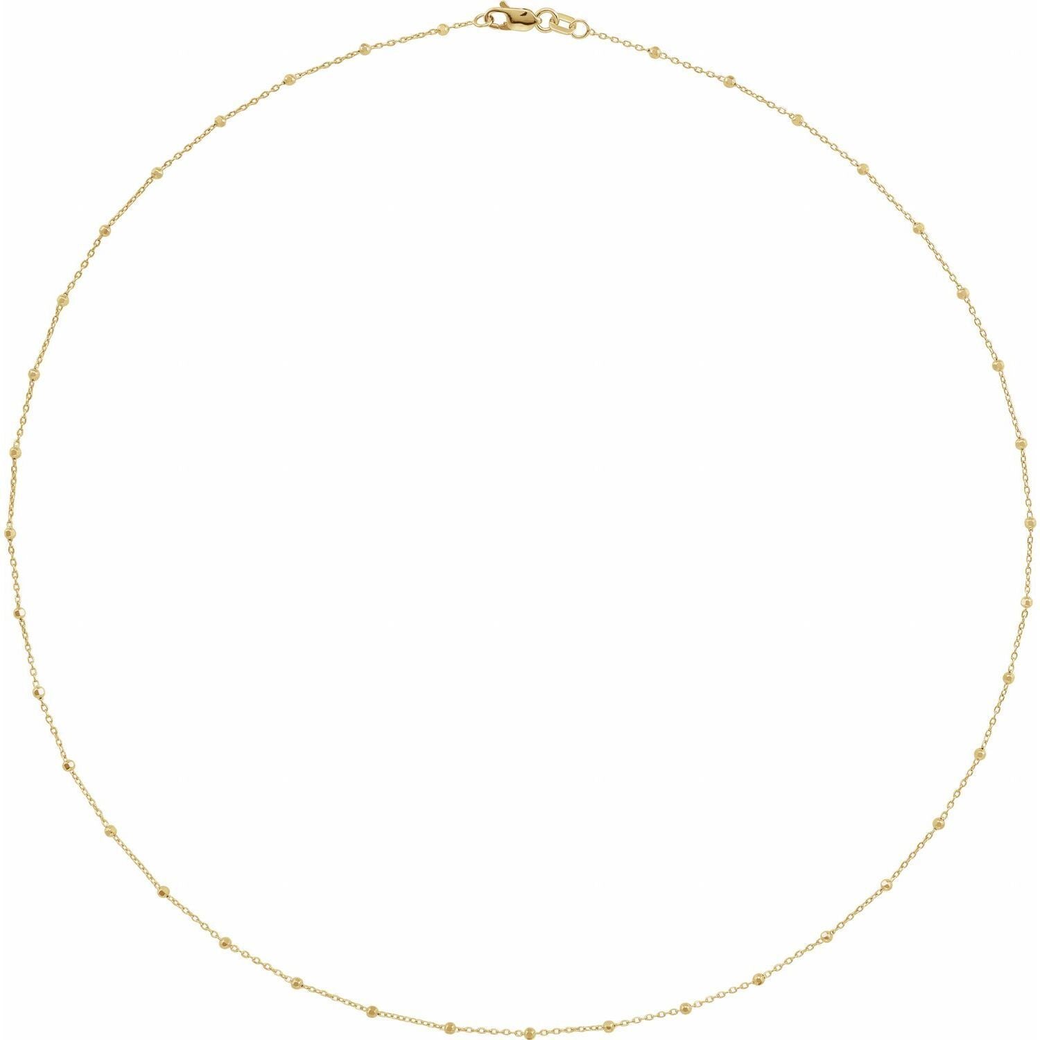 14k Yellow Gold .85 mm Faceted Beaded Cable 18" Chain Necklace