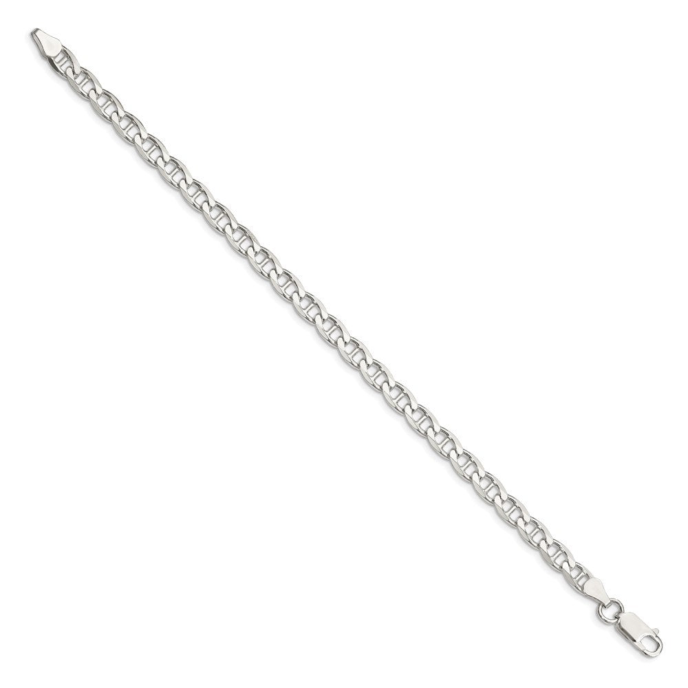 Sterling Silver 5.7mm Diamond-Cut Flat Anchor Curb Chain Bracelet