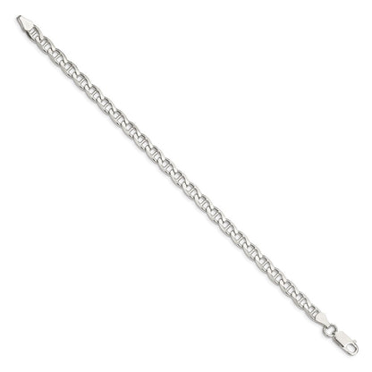 Sterling Silver 5.7mm Diamond-Cut Flat Anchor Curb Chain Bracelet