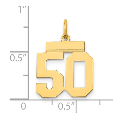 14k Yellow Gold Small Polished Number 50 Charm Pendant for Women
