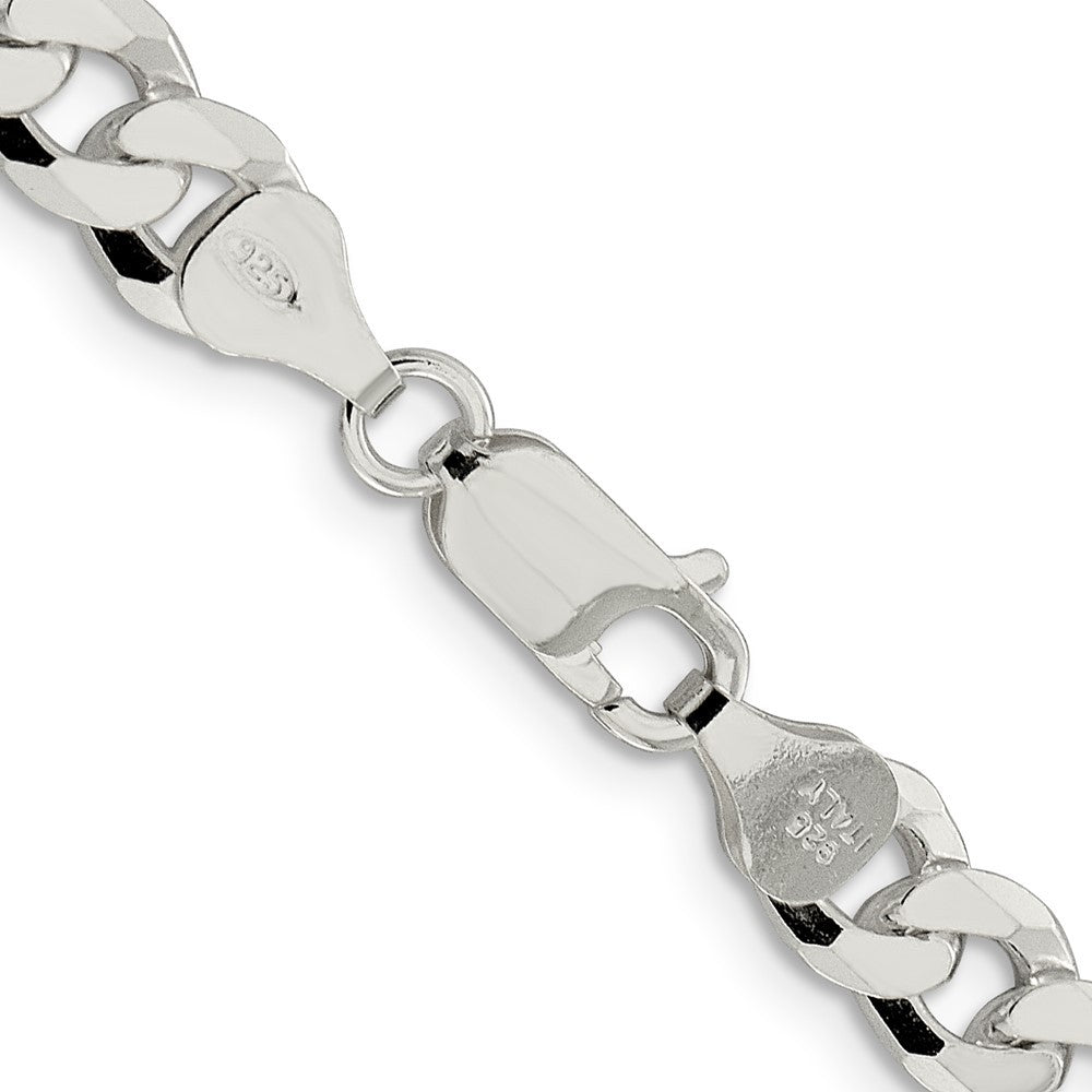 Sterling Silver 7mm Beveled Curb Chain Necklace