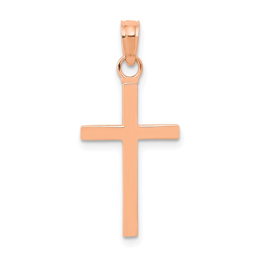 14k Rose Gold Polished Cross Pendant for Women