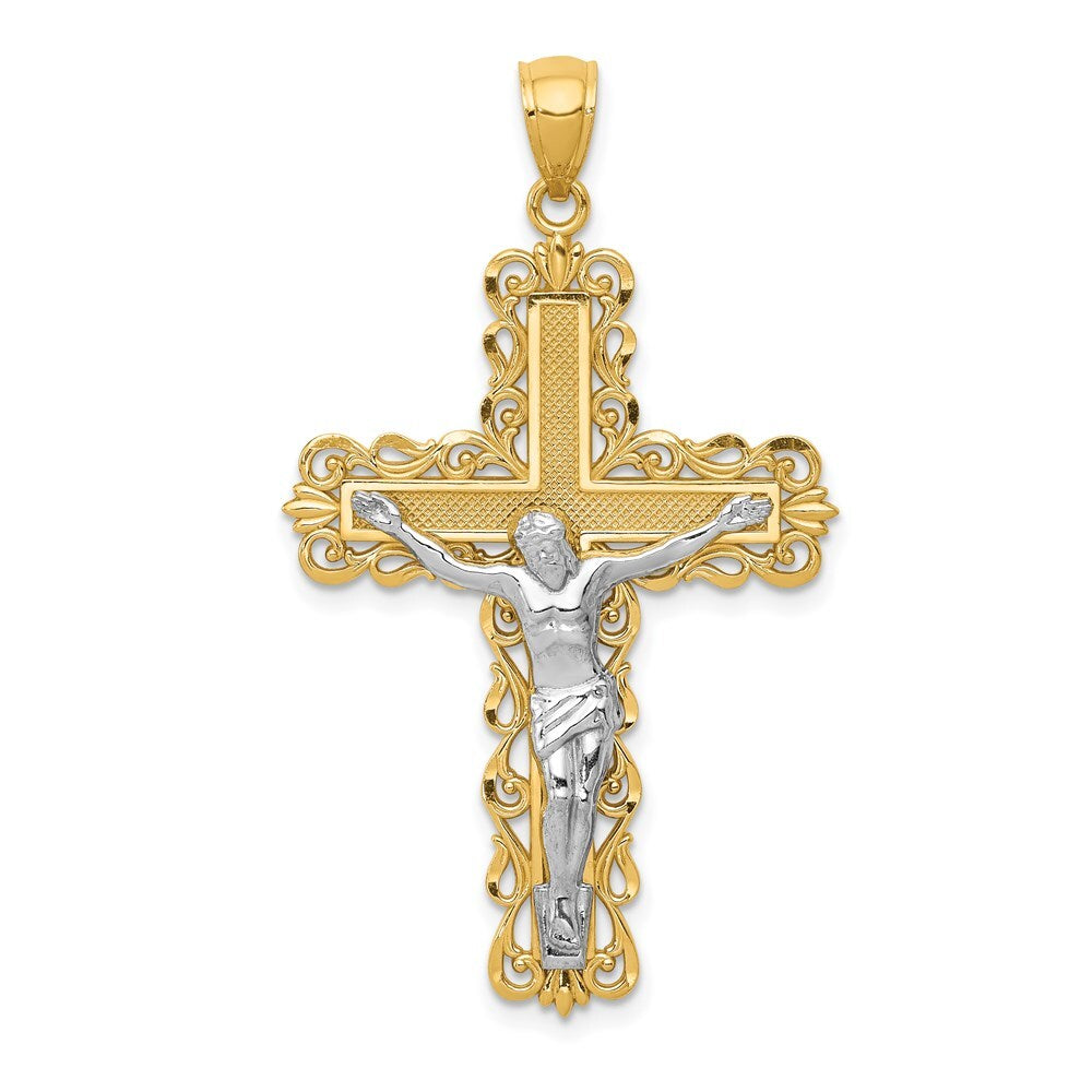 14k Two-tone Gold Crucifix Pendant for Women