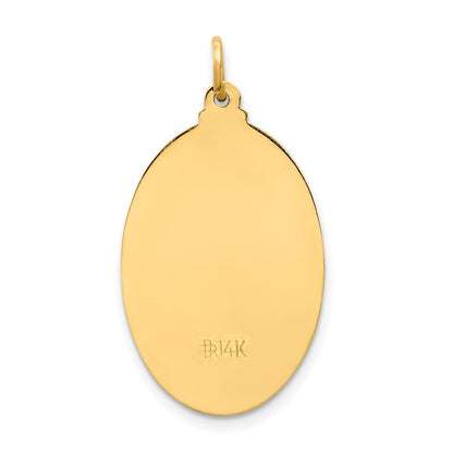 14k Yellow Gold Solid Polished Satin Medium Oval St. Christopher Medal