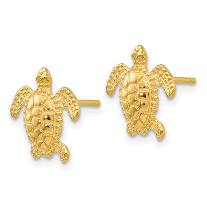 14k Yellow Gold Sea Turtle Earring Gift for Women