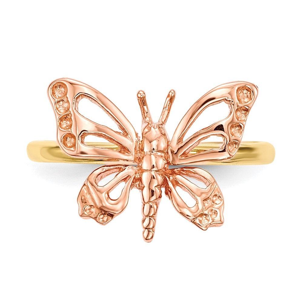 14K Two-tone Gold Polished Butterfly Ring