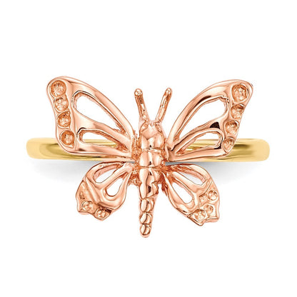14K Two-tone Gold Polished Butterfly Ring