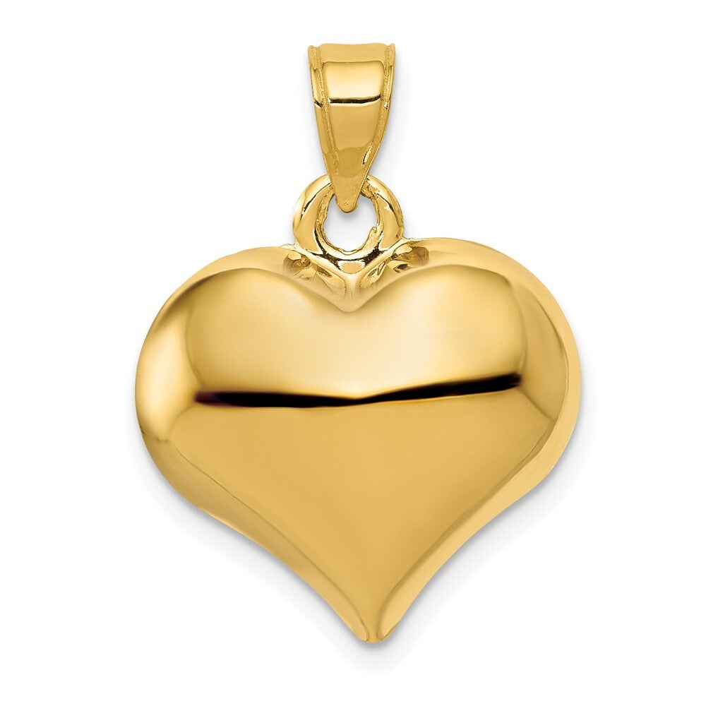 14k Yellow Gold Polished 3-D Puffed Heart Pendant for Women