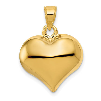 14k Yellow Gold Polished 3-D Puffed Heart Pendant for Women