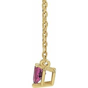 14k Yellow Gold Pink Tourmaline Heart 16-Pendant Necklace 18"