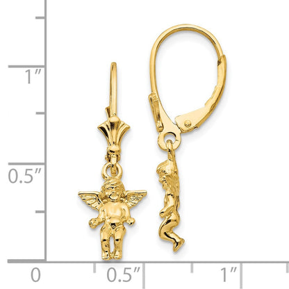 14k Yellow Gold Angel Drop Dangle Earrings