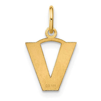 14k Yellow Gold Letter V Initial Pendant for Women