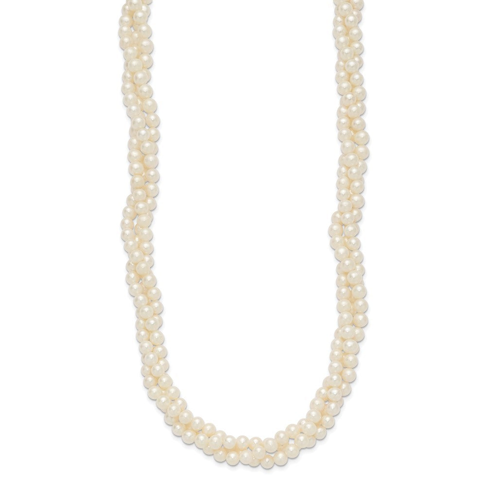 14k Yellow Gold 6mm Near-Round Freshwater Cultured Pearl 3-Strand 21" Necklace