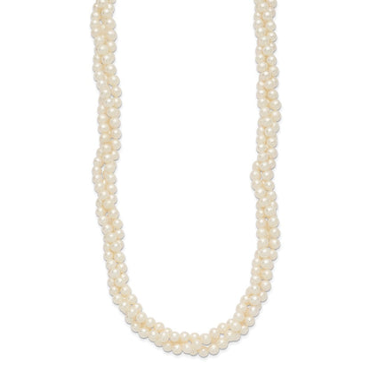 14k Yellow Gold 6mm Near-Round Freshwater Cultured Pearl 3-Strand 21" Necklace