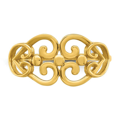 14K Yellow Gold Polished Cut Out Fancy Hearts Design Ring Size 7
